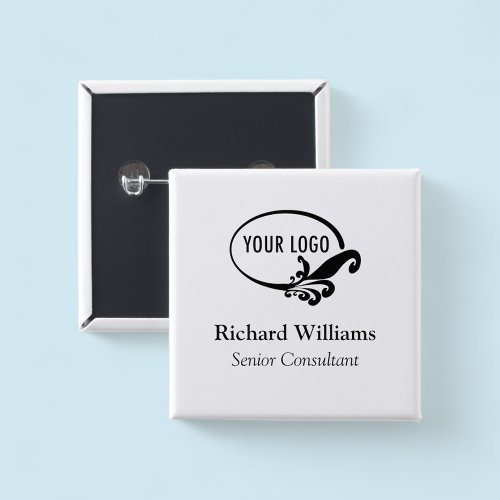 Square Name Button Pin Custom Business Logo Bulk