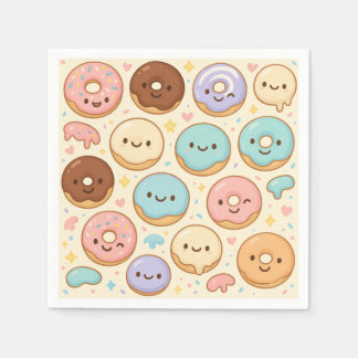 Square Napkin Design for Donuts — Cute Cartoon