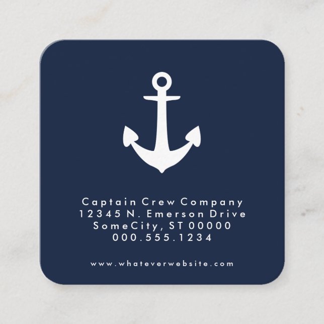square nautical anchor appointment reminder card (Front)