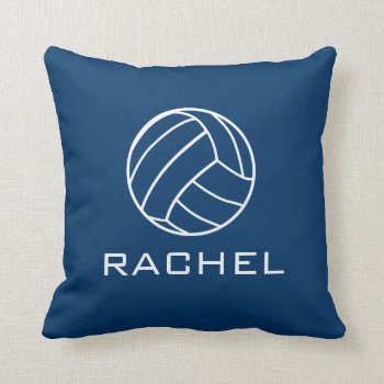 Square Navy Blue Volleyball Pillow by RelevantTees at Zazzle