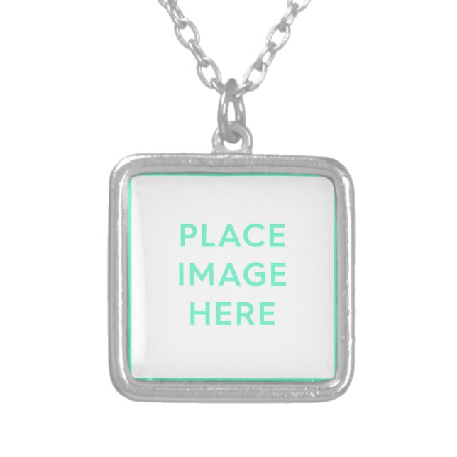 Square Necklace, Silver Plated Necklace (Front)