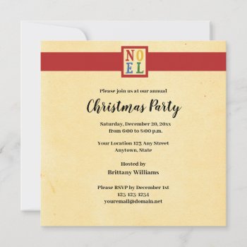 Square Noel Christmas Holiday Party Invitations by thechristmascardshop at Zazzle