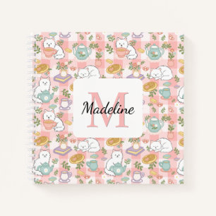 Square Notebook Personalized Tea & Bookish Cats