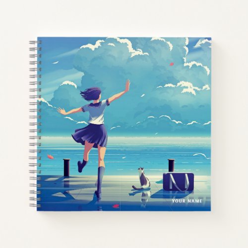 Square Notebook Whimsical Japanese Art Cover