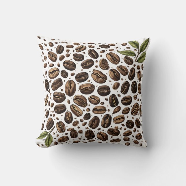 Square of Coffee Beans Throw Pillow (Front)
