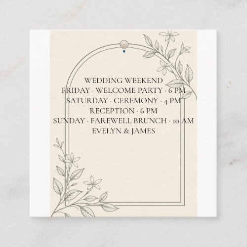 Square Olive Wedding Weekend Itinerary Insert