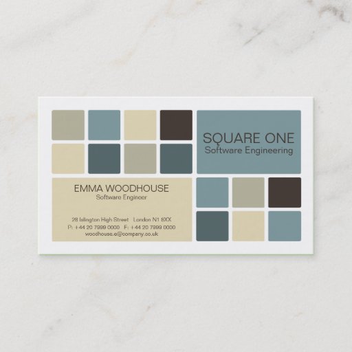 Customizable Square One White, Cadet Blue &amp; Beige Business Cards