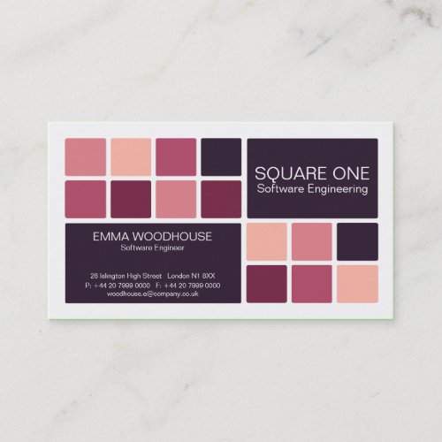 Square One White, Pink &amp; Plum Business Card Templates
