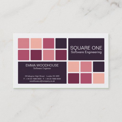 Customizable Square One White, Pink & Plum Business Card Templates