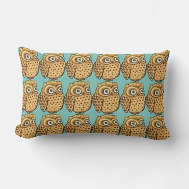 Square or Lumbar Owls on Blue Pillow (Front)