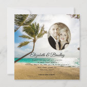 Square Palm Tree Tropical Wedding Photo Invitation (Front)