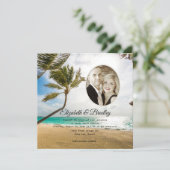 Square Palm Tree Tropical Wedding Photo Invitation (Standing Front)