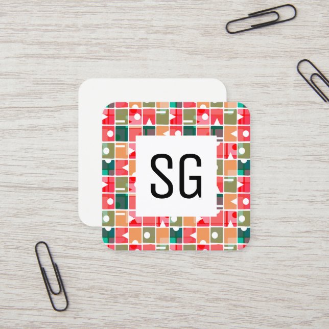 Square Panel - Initials - Abstract 120623 Business Card (Front/Back In Situ)