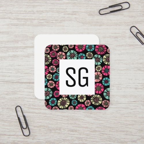 Square Panel _ Initials _ Abstract Flowers 031023 Square Business Card