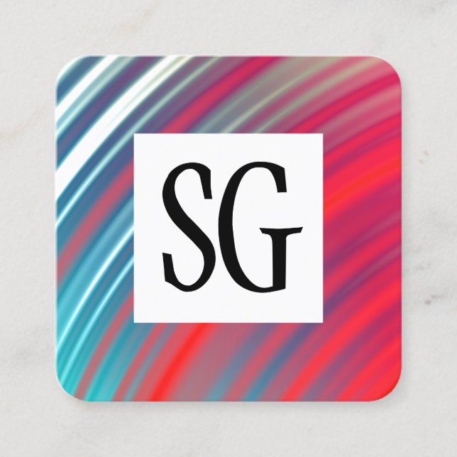 Square Panel - Initials - Abstract Planet Rings Business Card (Front)