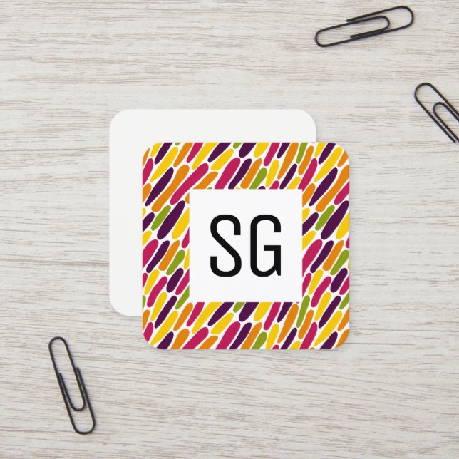 Square Panel - Initials - Color Splash 030322 Square Business Card (Front/Back In Situ)