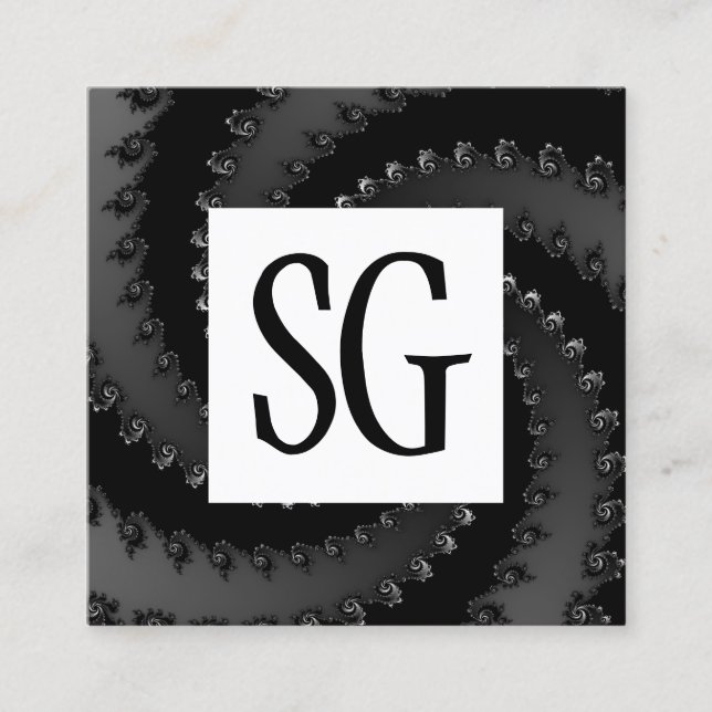 Square Panel - Initials - Fractal Vortex 02 Business Card (Front)