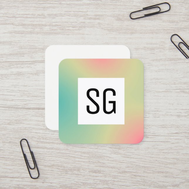 Square Panel - Initials - Gradient Square Square B Business Card (Front/Back In Situ)