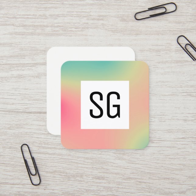 Square Panel - Initials - Gradient Square Square Business Card (Front/Back In Situ)