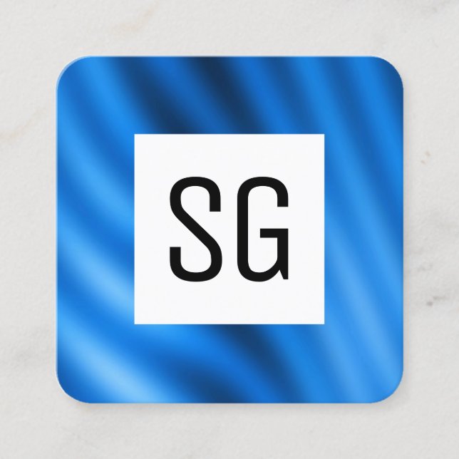 Square Panel - Initials -  Indigo Gradient Square Business Card (Front)