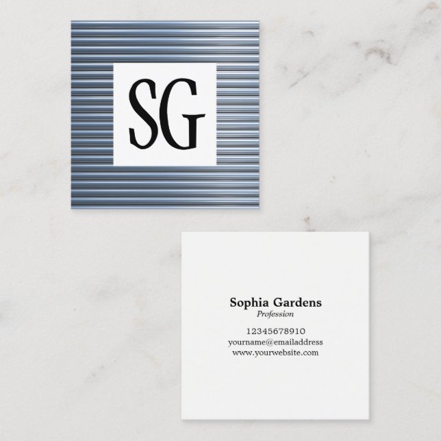 Square Panel - Initials - Metallic Pipes Business Card (Front/Back)