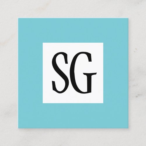 Square Panel _ Initials _ Robin Egg Blue Square Business Card