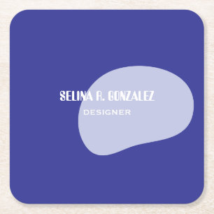 Square Paper Coaster with Blue Cool-Neutral Design