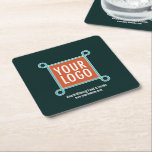 Square Paper Custom Bar Coasters Bulk Company Logo<br><div class="desc">Customize these square pulpboard paper bar coasters with your company logo and custom text. You can customize the font and background color. Custom logo coasters can increase your brand awareness as promotional swag or while serving your customers. The dimensions are 4 inch x 4 inch and sold in sets of...</div>