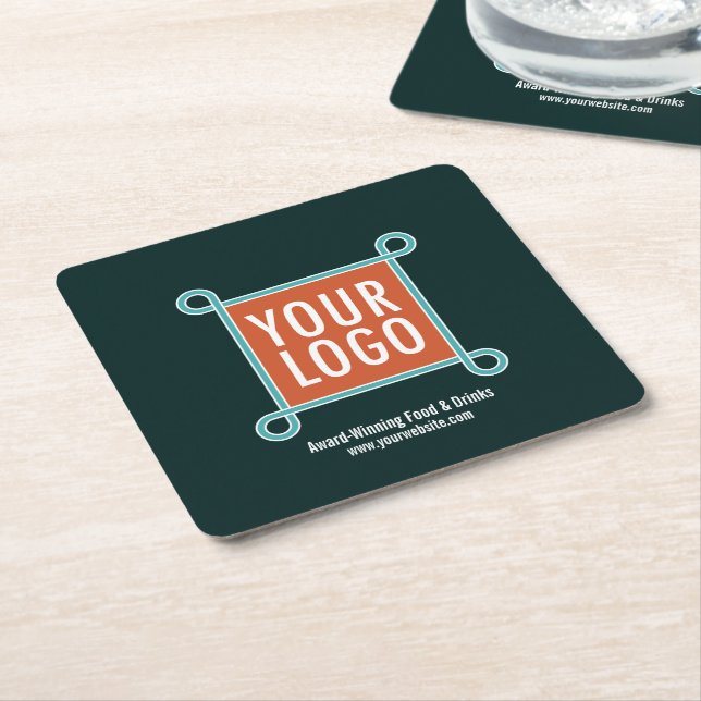 Square Paper Custom Bar Coasters Bulk Company Logo (Angled)