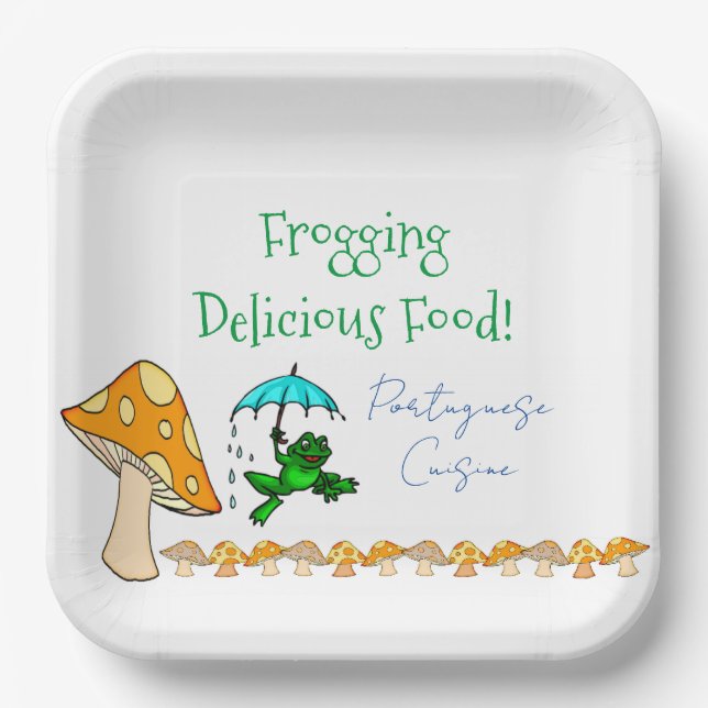Square Paper Plate Frogging Delicious Portuguese  (Front)