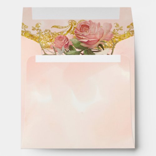 Square Parisian Vintage Rose Manor Formal Wedding Envelope