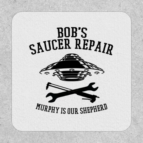 square patch with Bobs Saucer Repair logo