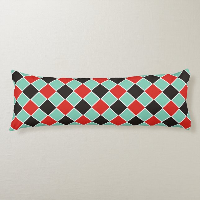 SQUARE Pattern - black red white + your background Body Pillow (Front)