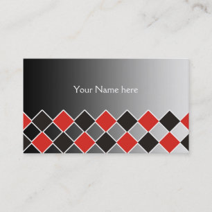 SQUARE Pattern - black red white + your background Business Card