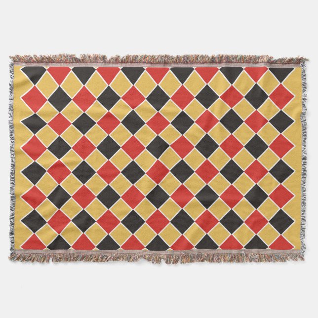 SQUARE Pattern - black red white + your background Throw Blanket (Front)