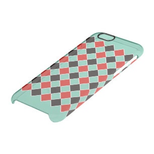SQUARE Pattern - black red white + your background Clear iPhone 6/6S Case