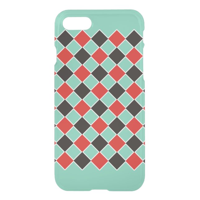 SQUARE Pattern - black red white + your background Uncommon iPhone Case (Back)