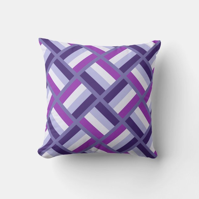 Square Pattern - Blue Purple White Throw Pillow (Front)