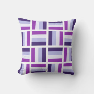 Square Pattern - Blue Purple White Throw Pillow