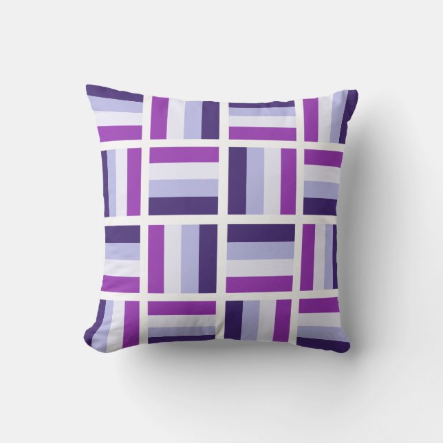 Square Pattern - Blue Purple White Throw Pillow (Front)