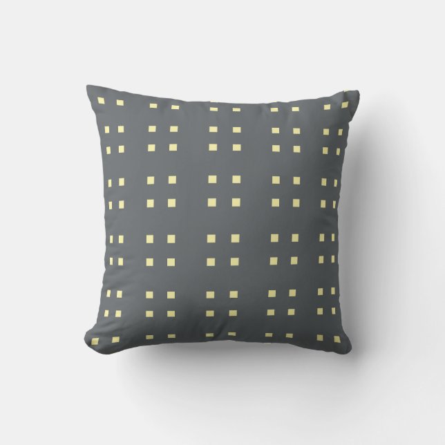 Square Pattern dark grey yellow Throw Pillow (Front)