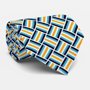 Square Pattern - Gold and Blue Neck Tie