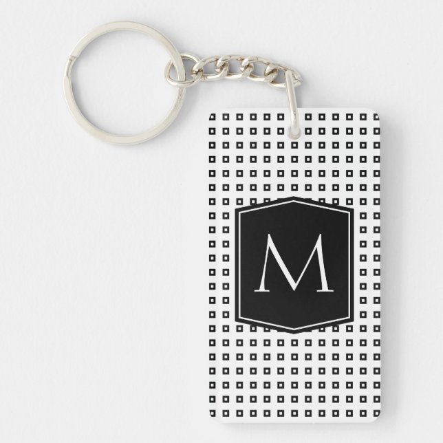 Square Pattern Monogram Customizable Keychain (Front)