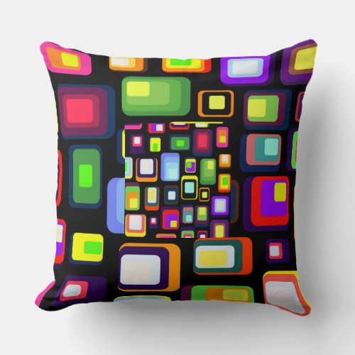 Square Pattern with a Combination of Colorful Throw Pillow