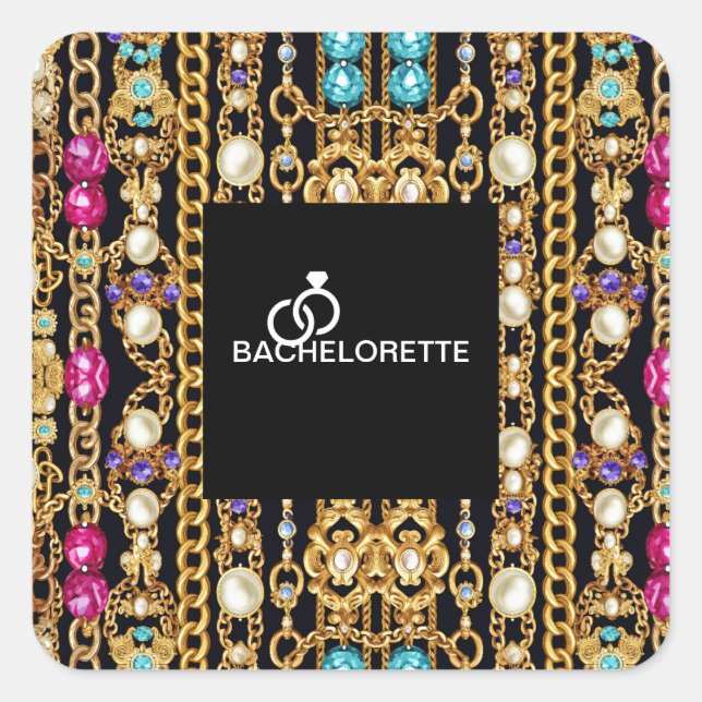 Square Pearl Chain Square stickers. Sticker (Front)