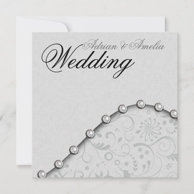 Square Pearl wedding Invitation (Front)