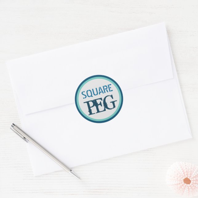 Square Peg   Classic Round Sticker (Envelope)
