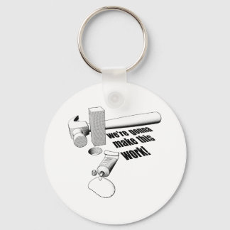 Square peg round hole keychain