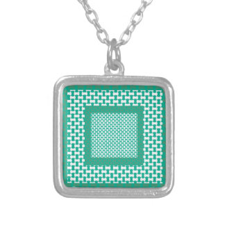 Square Pendant Necklace, Emerald Green Geometric