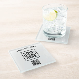 Square Personalized Custom Logo QR Code  Glass Coaster
